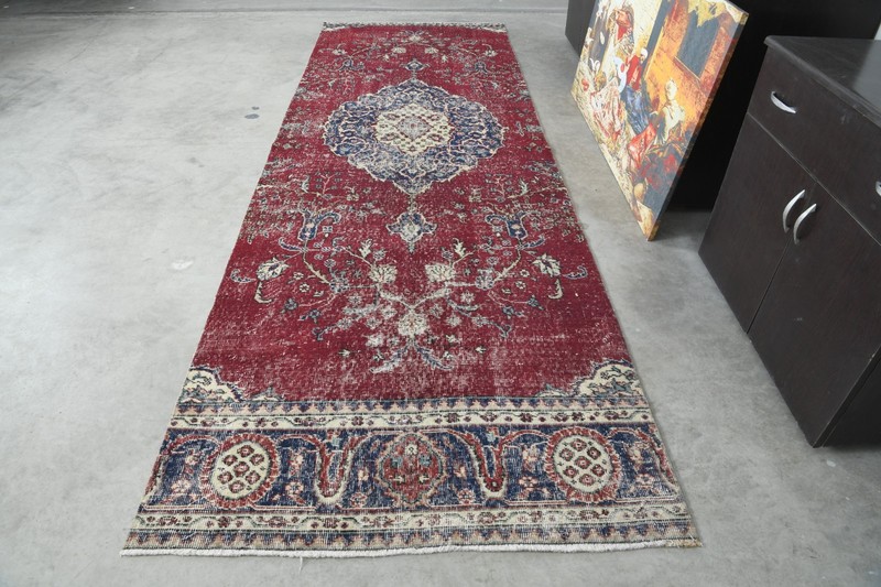 4x12 runner rug, handmade vintage turkish rug runner, long oushak rug,688 gallery