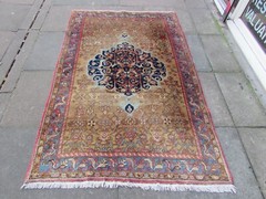 Vintage Worn Hand Made Traditional Rug Oriental Wool Brown Large Rug 204x133cm