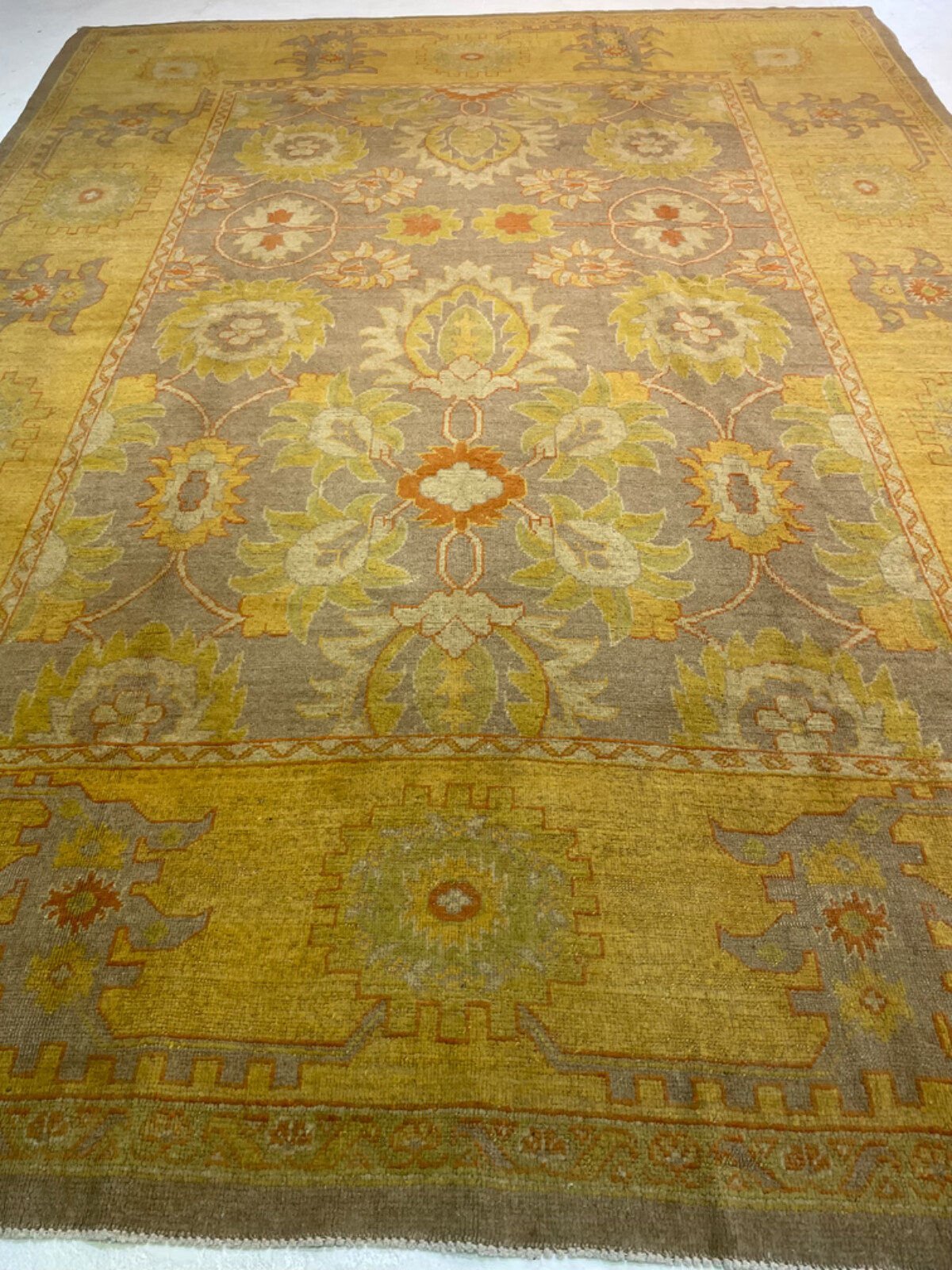 Antique Oriental Hand-Knotted Wool Area Rug Turkish Oushak Gold/Gray 9' x 12'2" gallery