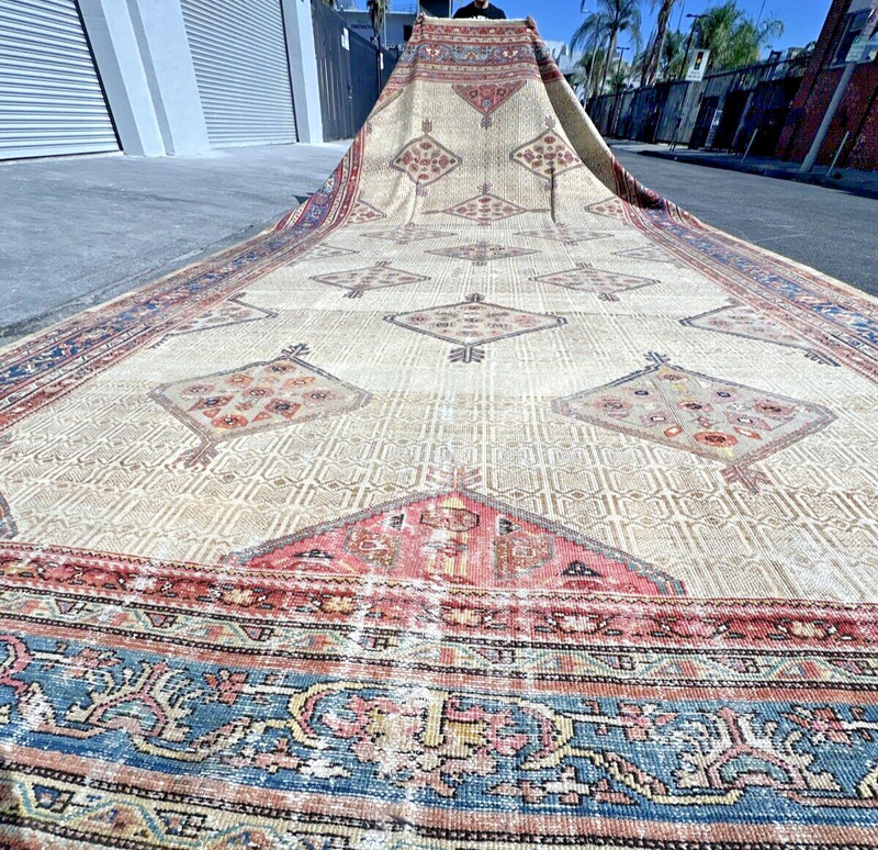 Auth: 19/20th C Antique Camel Hair Sarab - Rare Elegant Multi Medallion 11X20 gallery