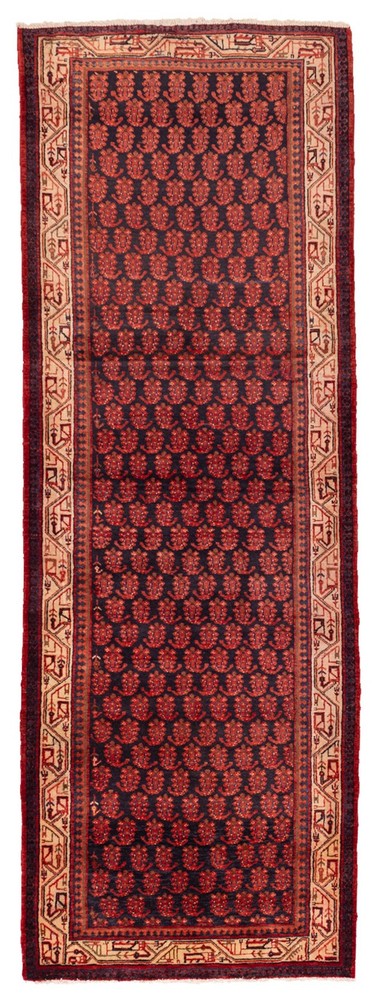 Vintage Hand-knotted Runner Rug 3'6" x 10'2" Traditional Oriental Wool Carpet