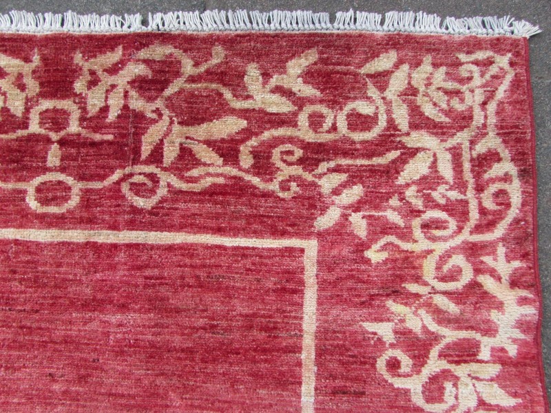 Traditional Hand Made Afghan Contemporary Gabbeh Wool Red Gold Rug 183x119cm gallery
