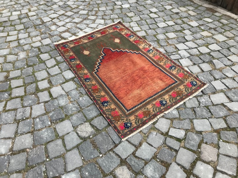 Turkish Antique rug Bohemian Area rug Oushak rug Vintage Rug Handmade Wool rug gallery