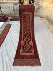 2×8 Vintage Afghan Baluchi Mishwani Runner Rug – Red Handwoven Wool entryway Rug