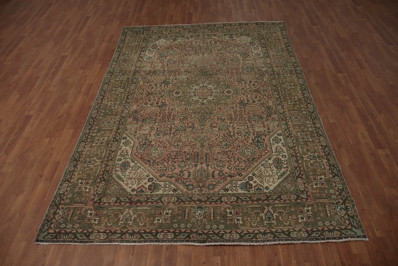 Elegant Pink Antique-Style Rug in Subtle Earthy Tones handmade Room Size Rug 6x9 gallery