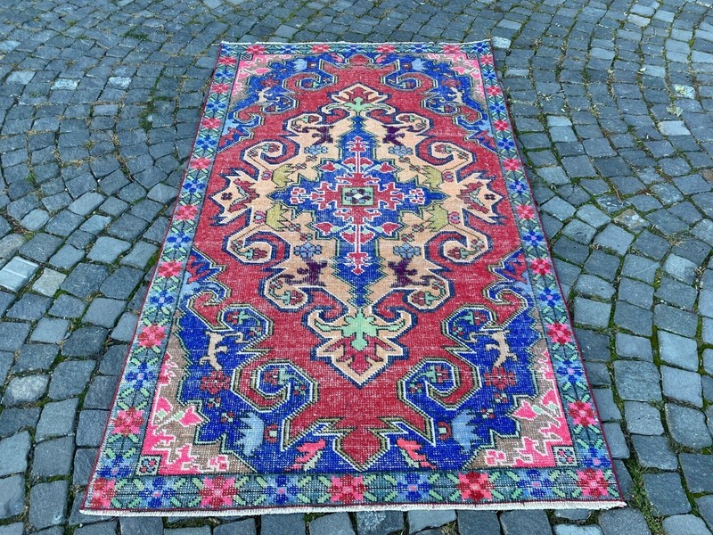 Turkish vintage rug, Carpet, Area rug, Vintage rug, Turkish rug 4,2 x 7,2 ft gallery