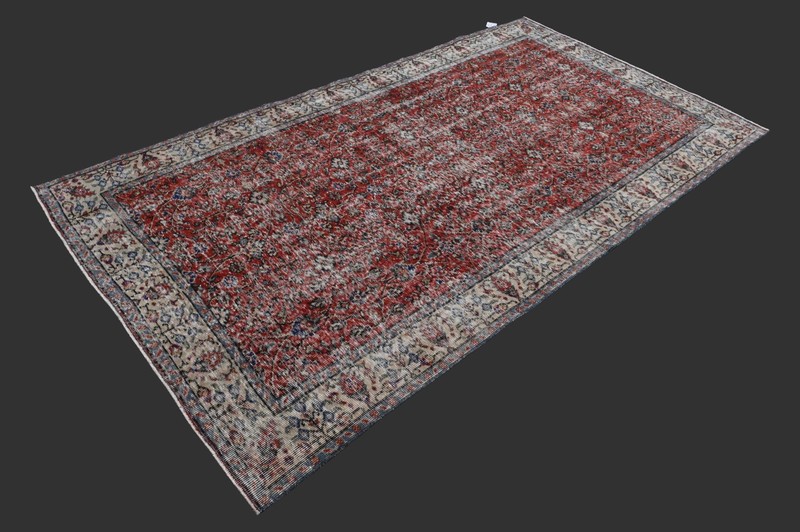 Vintage Turkish Oushak Rug, Red 5x9 ft, Handmade Wool, Bohemian Anatolian gallery