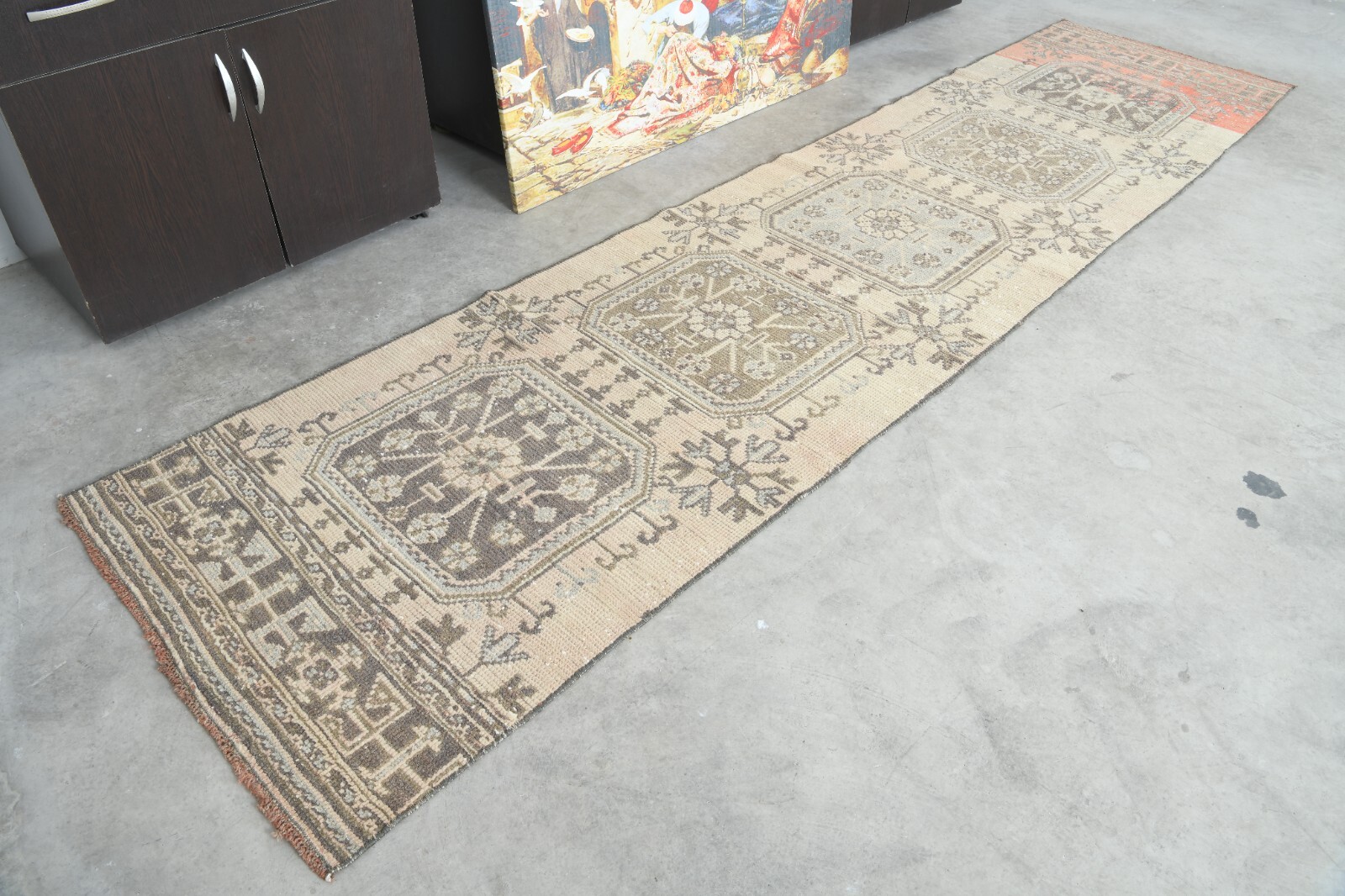 Turkish Rug Runner Hand-Knotted Carpet Vintage Runner Rug Oushak Rug 3x11 ft,410 gallery