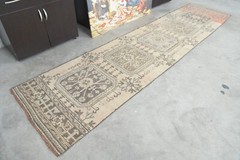Turkish Rug Runner Hand-Knotted Carpet Vintage Runner Rug Oushak Rug 3×11 ft,410