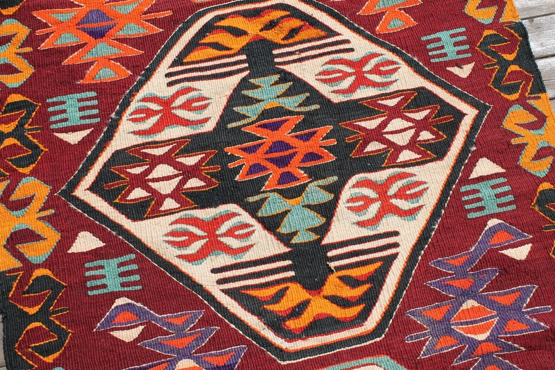 Turkish Kilim Rug 43''x115" Handwoven Adana Primitive Kilim 110x294cm Vintage gallery