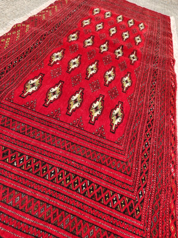 ANTIQUE HAND WOVEN TOURKMON VINTAGE WOOL VG DYE RED 54"x27" gallery