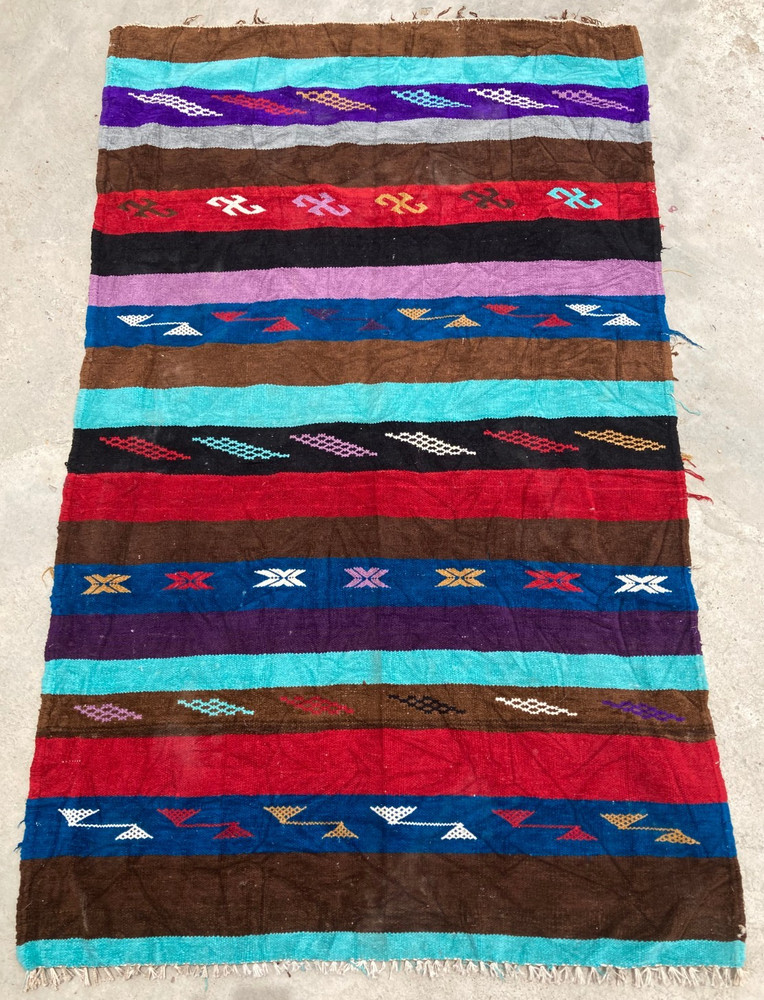 Vintage Traditional Handmade Beautiful Turkish Kilim Floor Rug Carpet 149x89 cm