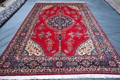 Fine Antique Caucasian Rug 7×10 ft Red Handmade Heris Kazak Vintage Oriental Rug