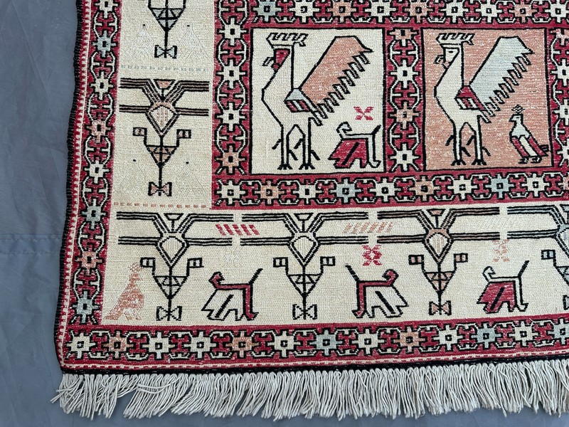 4x6'2 ft Afghan Silk Kilim Rug Handmade Pictorial Birds Design Oriental Carpet gallery