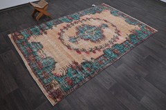 Oushak Turkish Vintage Rug 5×8 Kilim Rug Anatolian Handmade Boho Decor BEIGE