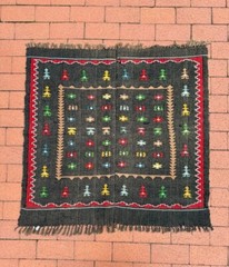 3’3 X 3’3 Unique Vintage Flatweave Square Dowry Marital Cicim Rug from Crete