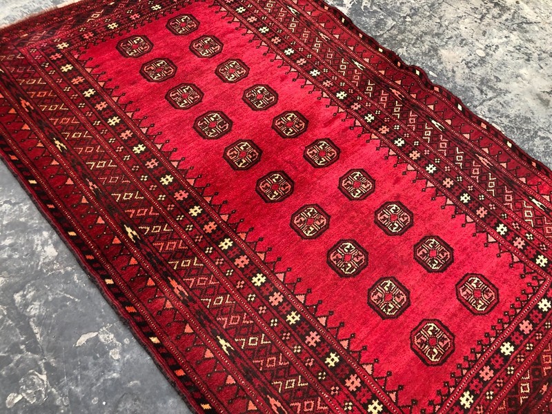 Vintage Turkmen Tekke Rug 3.4 x 5.3 ft, Hand-Knotted Wool, Tribal Soft Pile Rug gallery
