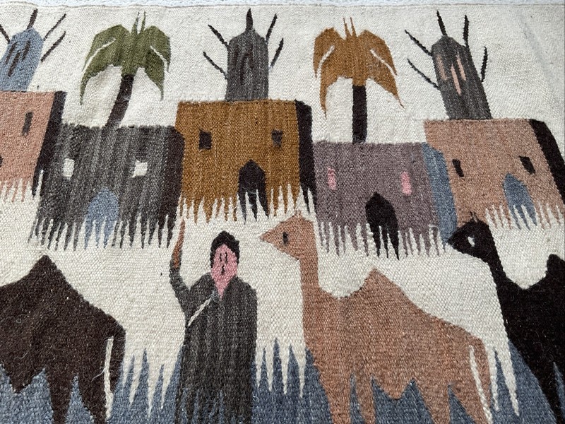 Hand Woven TapestryEgyptian Folk Art Wall Hanging-Kilim Rug Decor 46x26” gallery