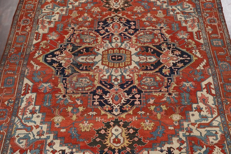 Antique Vegetable Dye Heriz Serapi Large Area Rug Hand-knotted Oriental 10'x11' gallery