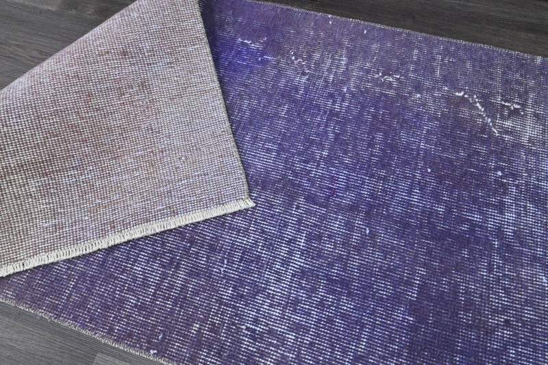 Vintage Turkish Runner Rug 2x5ft Wool Anatolian Handmade Hallway Oushak PURPLE gallery