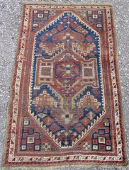 Authentic Distressed Antique Oriental Tribal Rug. 133cm X85cm