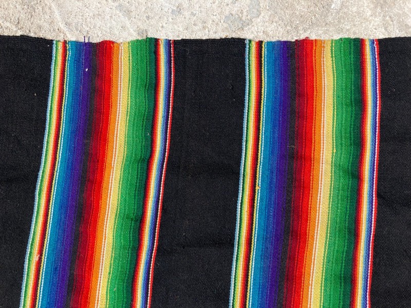 Vintage Handmade Traditional Mexican striped Kilim Floor Rug Carpet 210x141 cm gallery