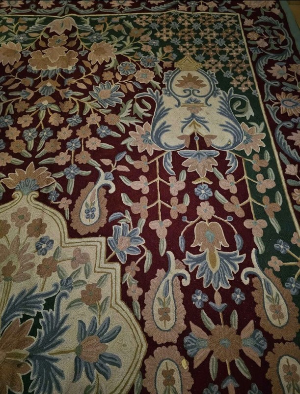 Hand embroidered Needlework Kashmiri Crewel Work Wall Hanging/Rug 178cm X 278 cm gallery