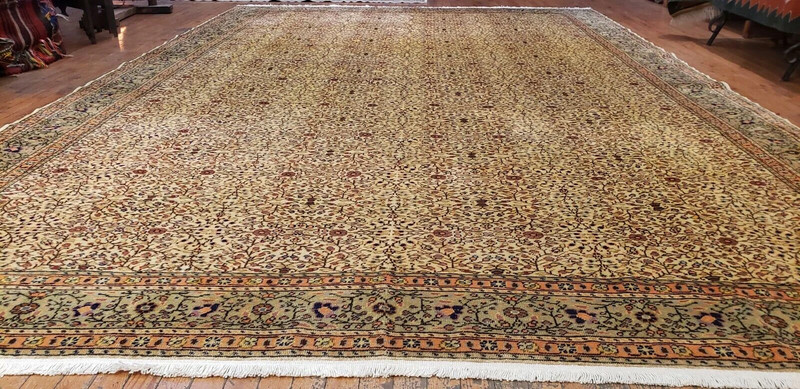 Rare Cr1930-1939s Antique Natural Dye Traditional Hereke Rug 8'7"×12'10" gallery