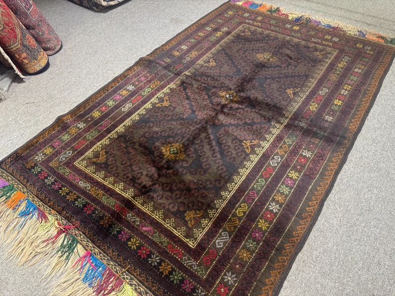 Fine Afghan Vintage Tribal Baluchi Rug 4x6 ft Hand Knotted Antique Oriental Rug gallery