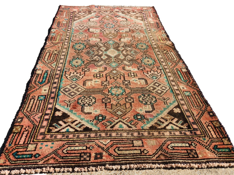 3'7"x2'2" ANTIQUE HAND KNOTTED CAUCASIAN KAZAK SERAPE TRIBAL WOOL MUTED RUG gallery