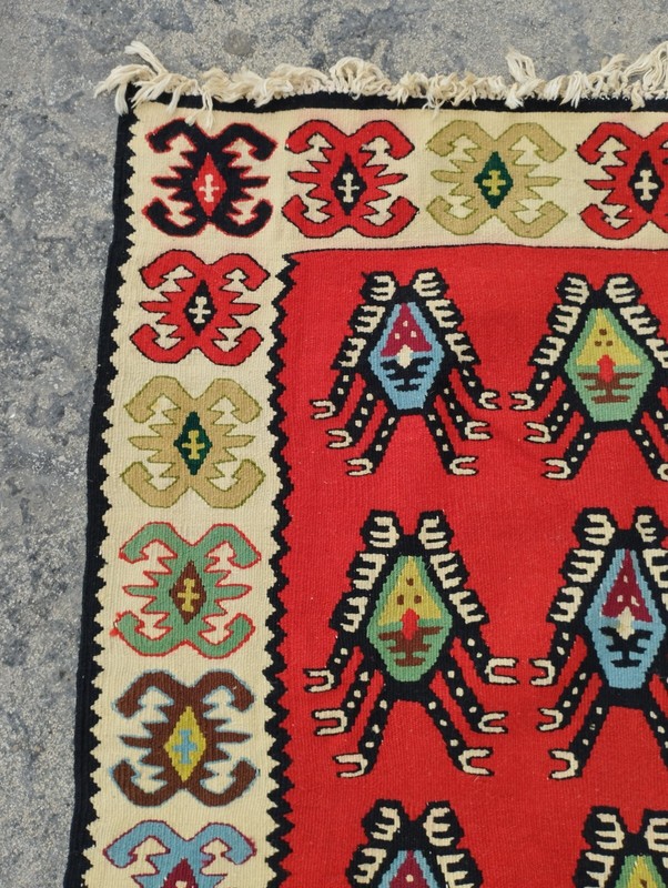 Vintage Handmade Turkish Tribal Wool Kilim Rug Carpet 133x70 cm gallery
