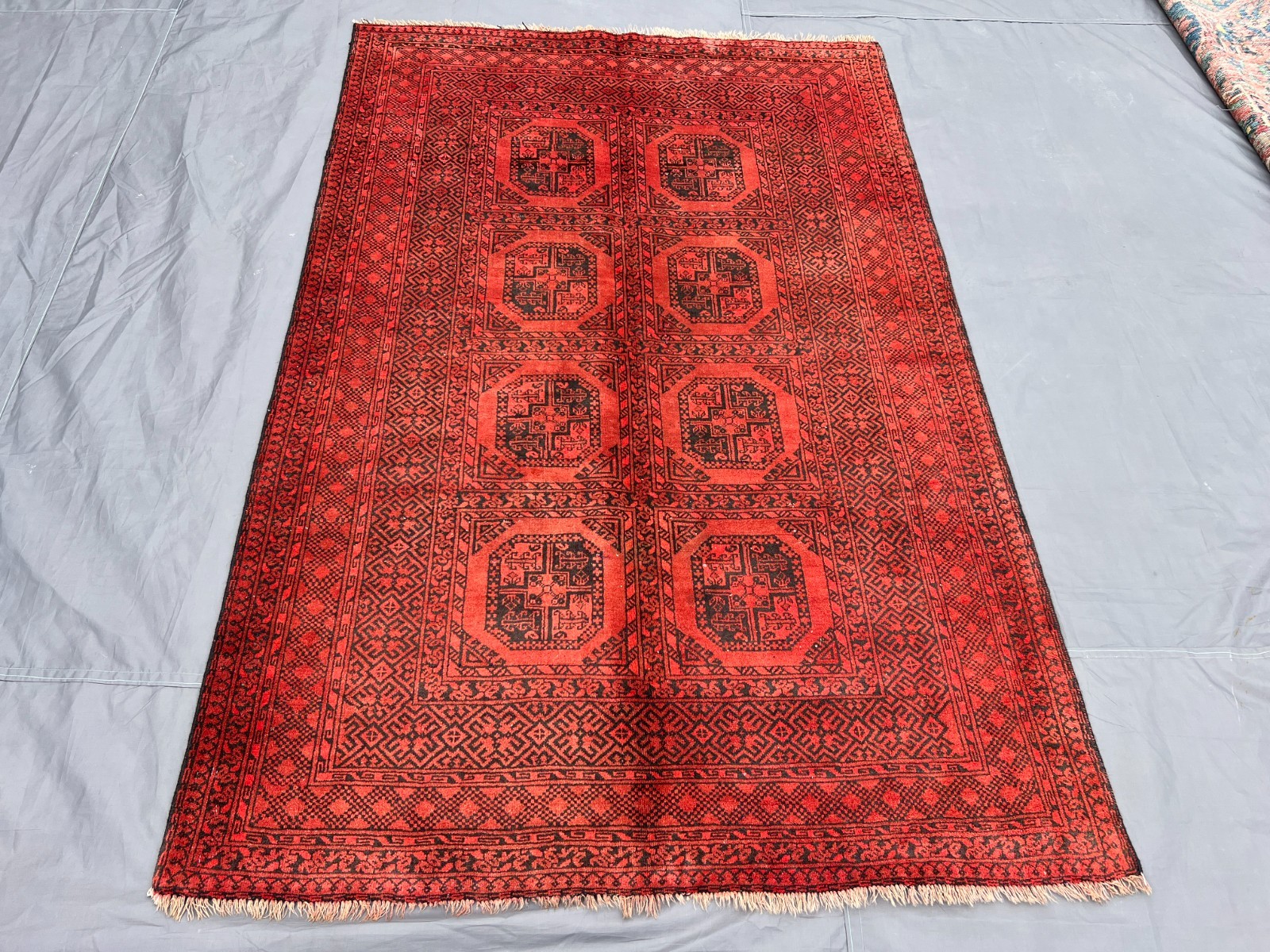 4'5x6'8 Ft Vintage Handknotted Turkoman Bokhara Gul Wool Area Rug gallery