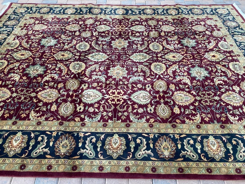 Stunning New Fine Floral Oriental Rug Handmade in India, Magenta and Teal, 9x12 gallery