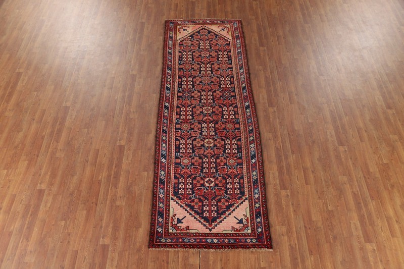Vintage Geometric Malayer Navy Blue Wool Hand-knotted Runner Rug 4x10 Carpet gallery