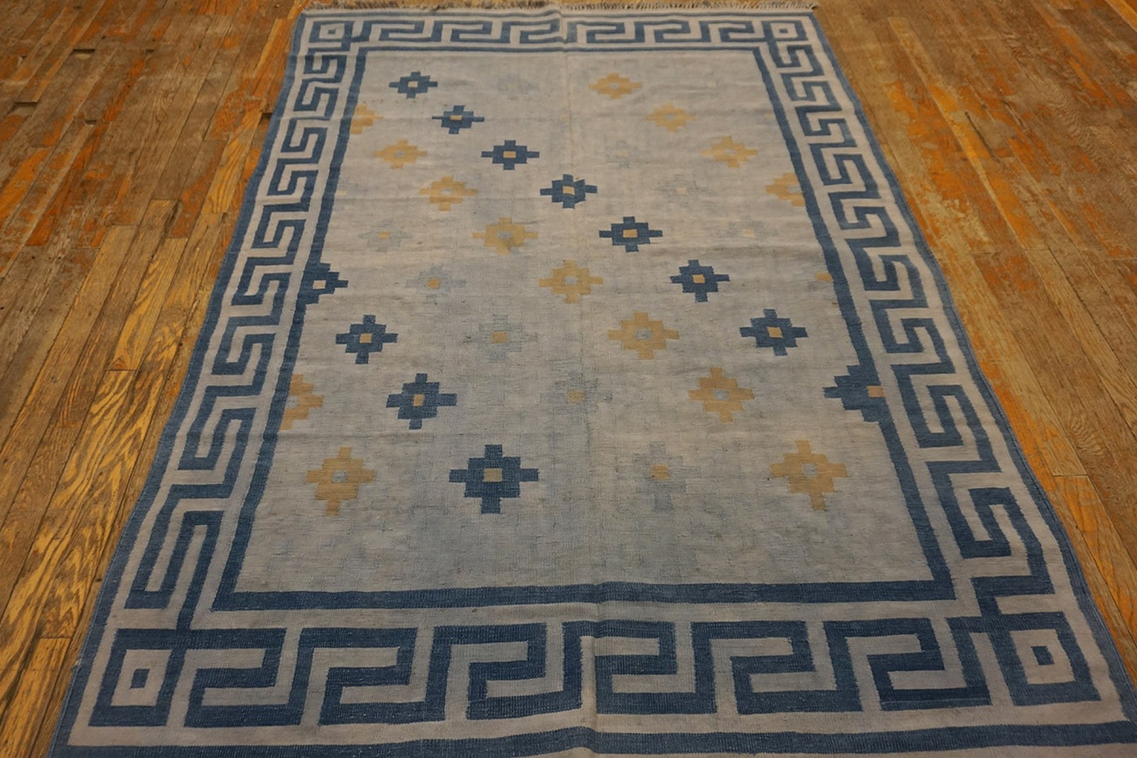 5X7 Vintage Indian Dhurries Beige Cotton Area Rug 1935 gallery