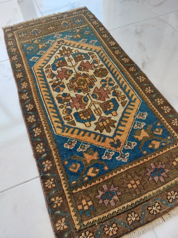 Geometric Flower Bed Rug Antique Handmade Art Rug Home-Office Decor Rug gallery