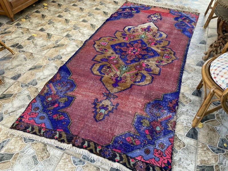 Vintage Turkish Rug 4.2 x 8.93 ft Hand-Knotted Wool Floral Anatolian Traditional gallery