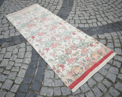 Turkish Rug 33” x 86” Vintage Muted Dye Oushak Rug Corridor Kitchen Wool Rug