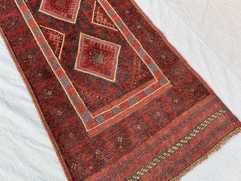 2x8 Vintage Afghan Baluchi Mishwani Runner Rug – Red Handwoven Wool entryway Rug gallery