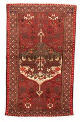 Vintage Dark Red Traditional 3’2″ x 5’3″ Hand-Knotted Oriental Wool Area Rug