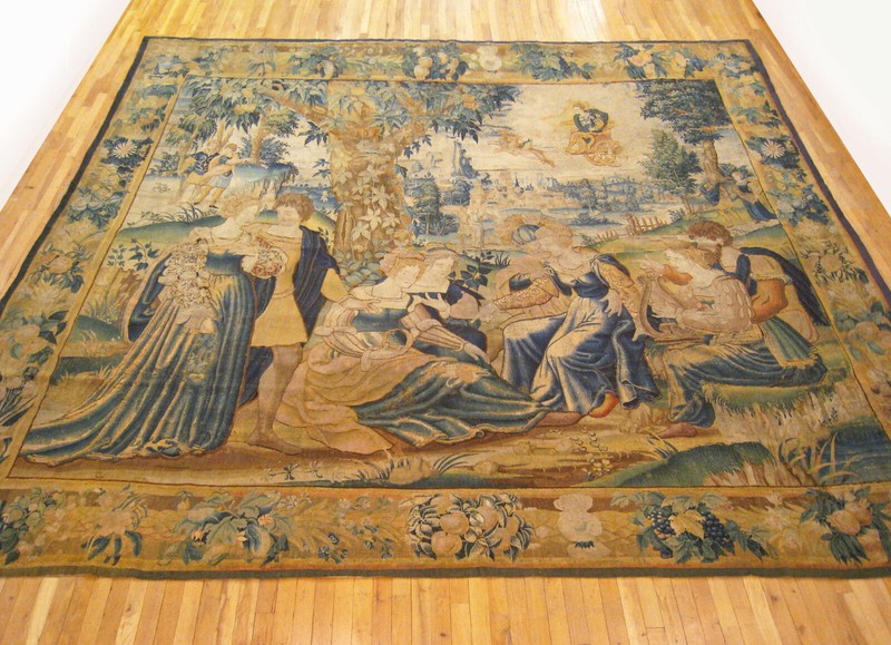 Antique 18th Century Flemish Mythological Tapestry, with The Greek Deity Apollo gallery