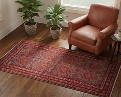 Handmade Afghan Caucasian Rug 3.10 x 6.2 ft – Vintage Geometric Floor Decor