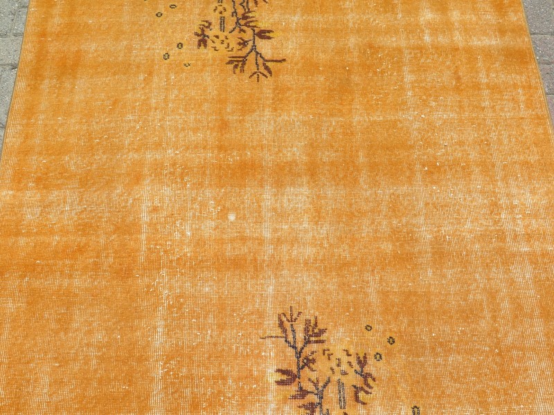 Vintage Turkish Carpet, Distressed Safroon Color Rugs, Large Wool Rug 59"x102" gallery