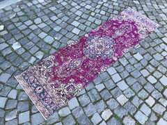 Turkish Vintage Rug Handmade Wool Rug Bohemian Runner Rug Home Rug 1,9 x 7,0 ft
