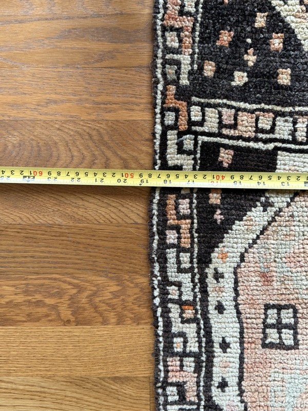 Vintage Unique Turkish Kilim Geometric Patterned Rug in Black and Coral Red gallery