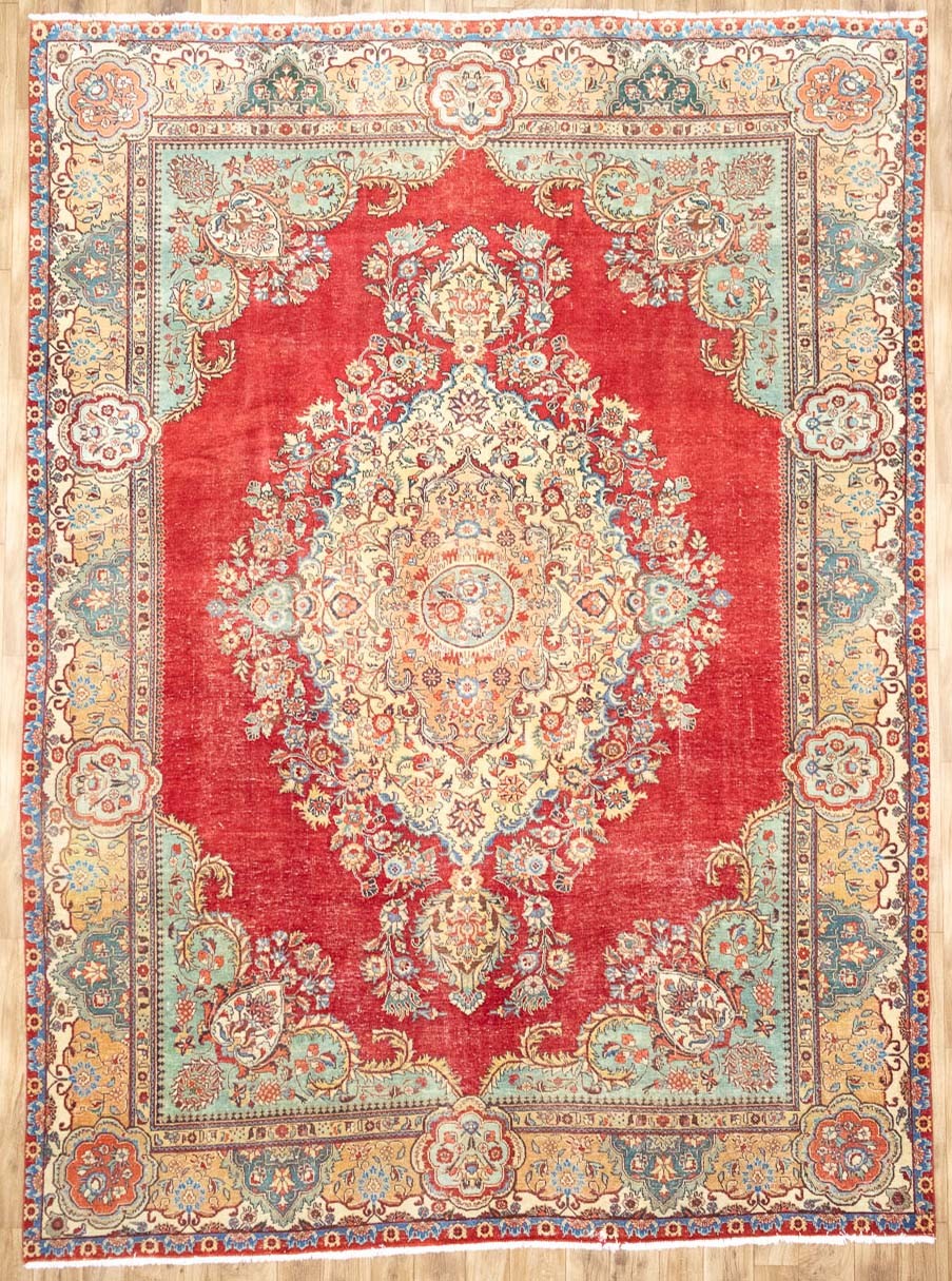 Semi-Antique Distressed Oriental Rug Muted Colors Living Room Carpet 10x13 Ft gallery