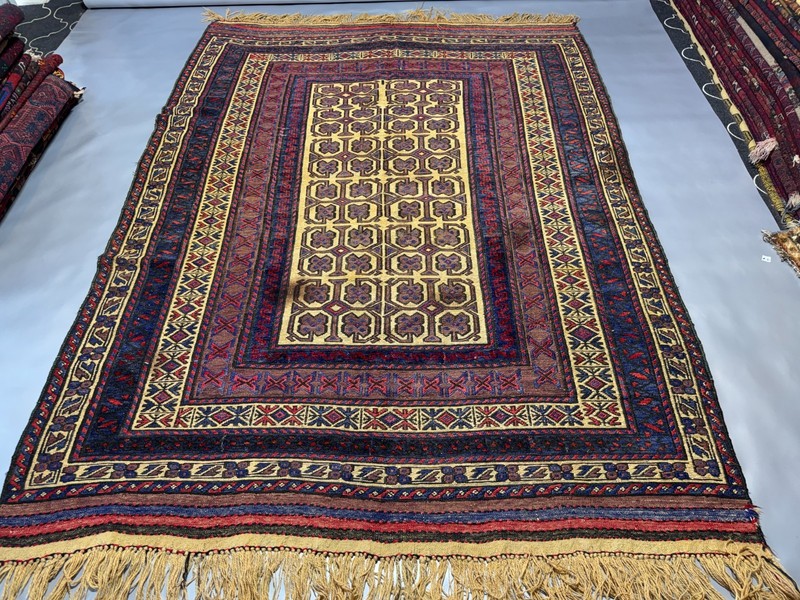 Beige Terracotta Antique Afghan Rug 6x9 ft Handwoven Geometric Area Kilim Carpet gallery