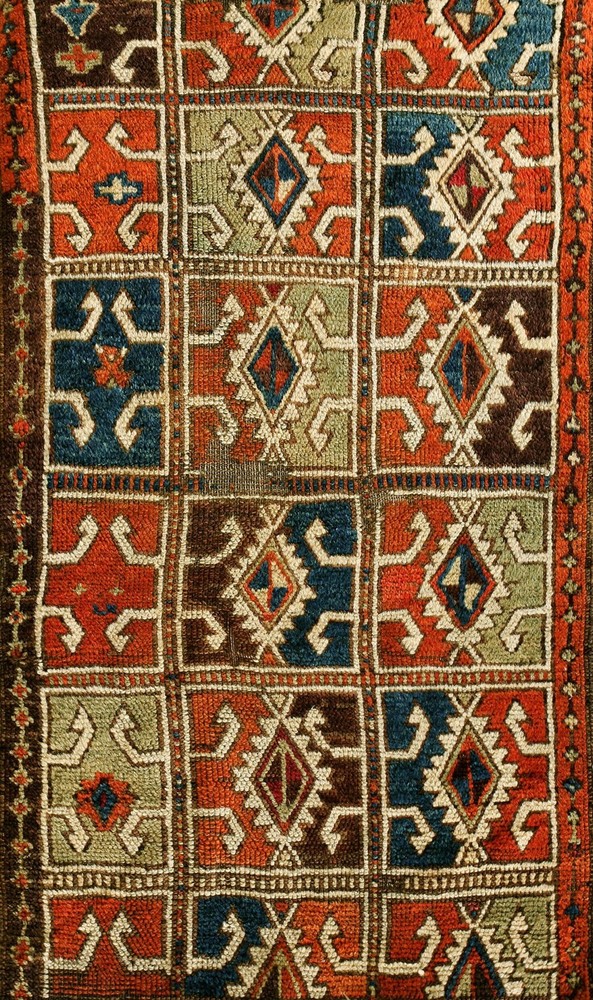 2'x2' Small Scatter Size Antique Tribal Geometric Mid 19th Century Turkish