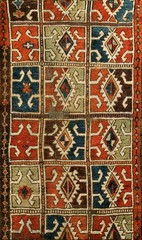 2’x2′ Small Scatter Size Antique Tribal Geometric Mid 19th Century Turkish
