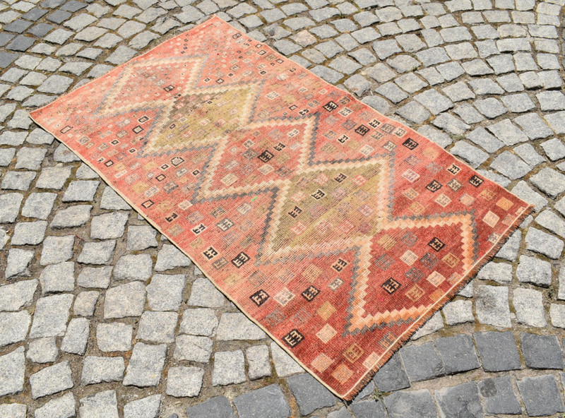 Antique Caucasian Rug 34'' x 60'' Collectors Item Hand-knotted Organic Wool Rug gallery